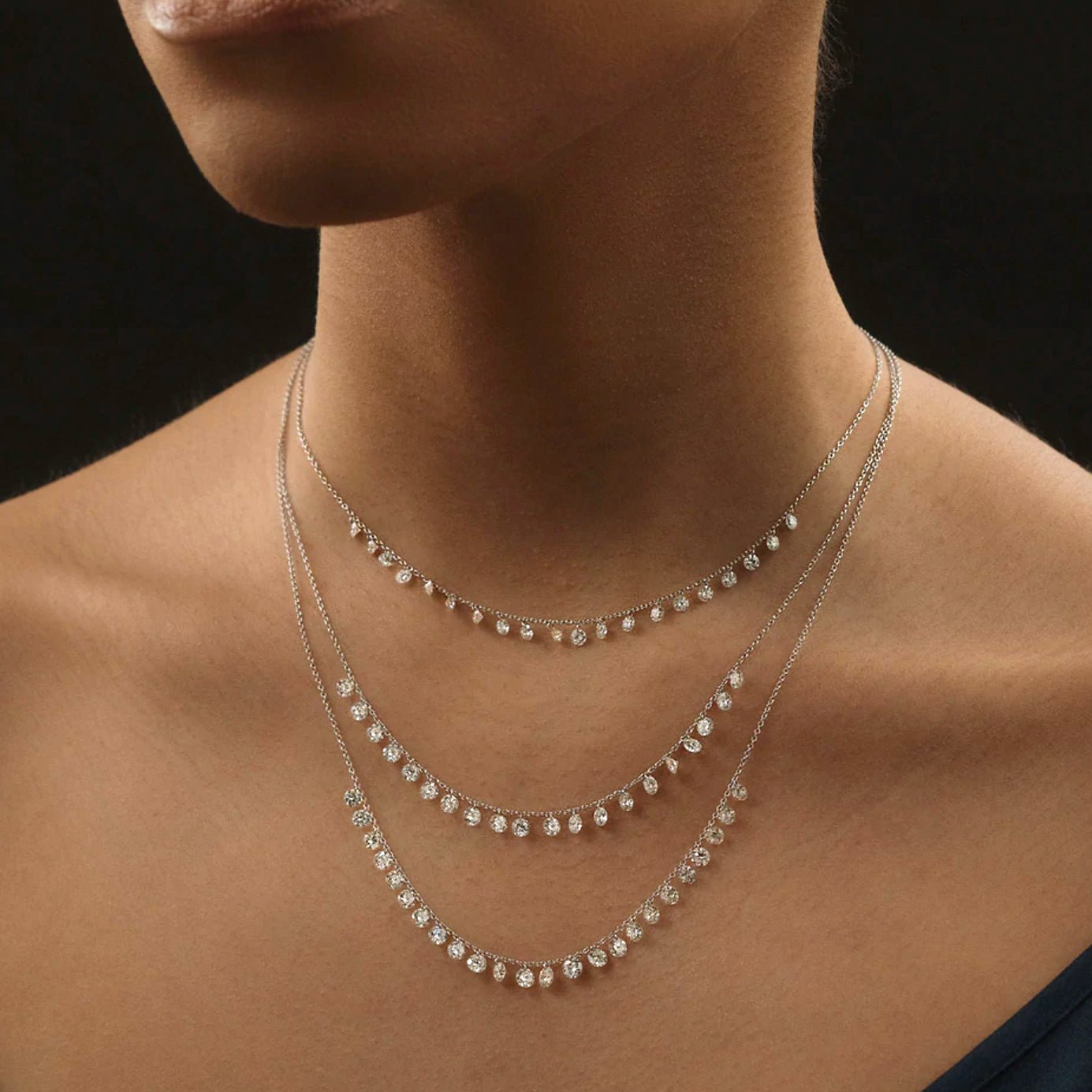 Greenleaf & Crosby - 18k Yellow Gold Floating Diamond Fringe Necklace