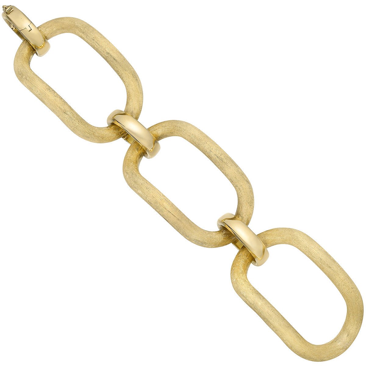 Greenleaf & Crosby - 18k Yellow Gold Large Oval Three Link Bracelet