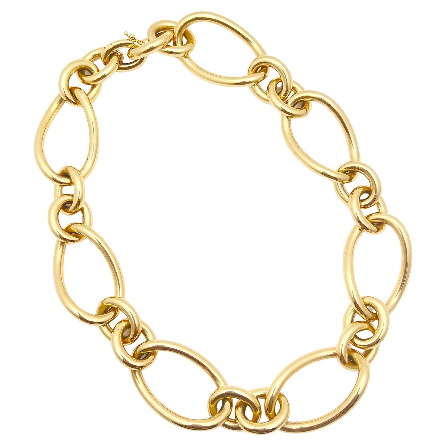 Greenleaf & Crosby - 18k Yellow Gold Oval & Round Link Necklace