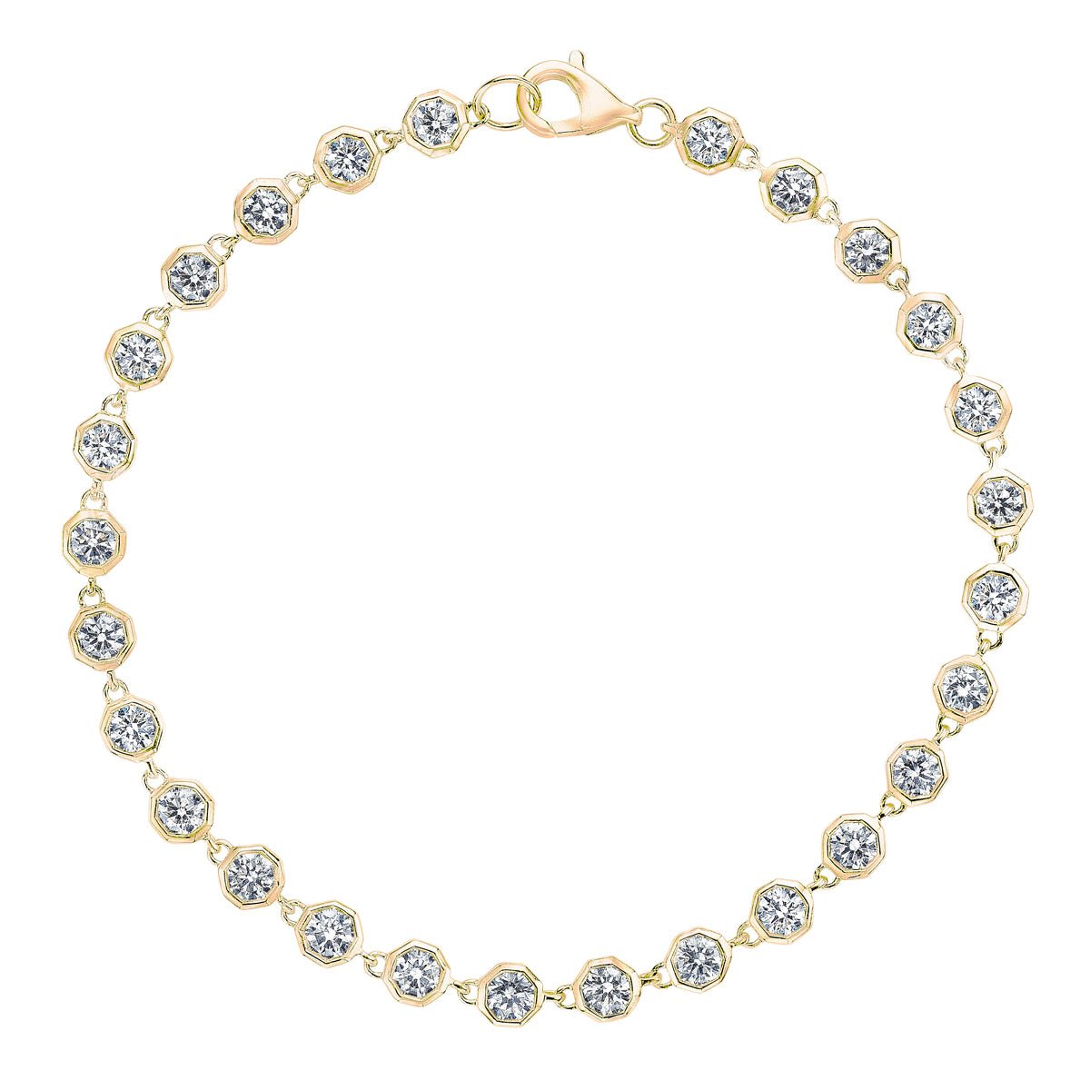 Greenleaf & Crosby - 18k Yellow Gold Round Diamond Chain Bracelet