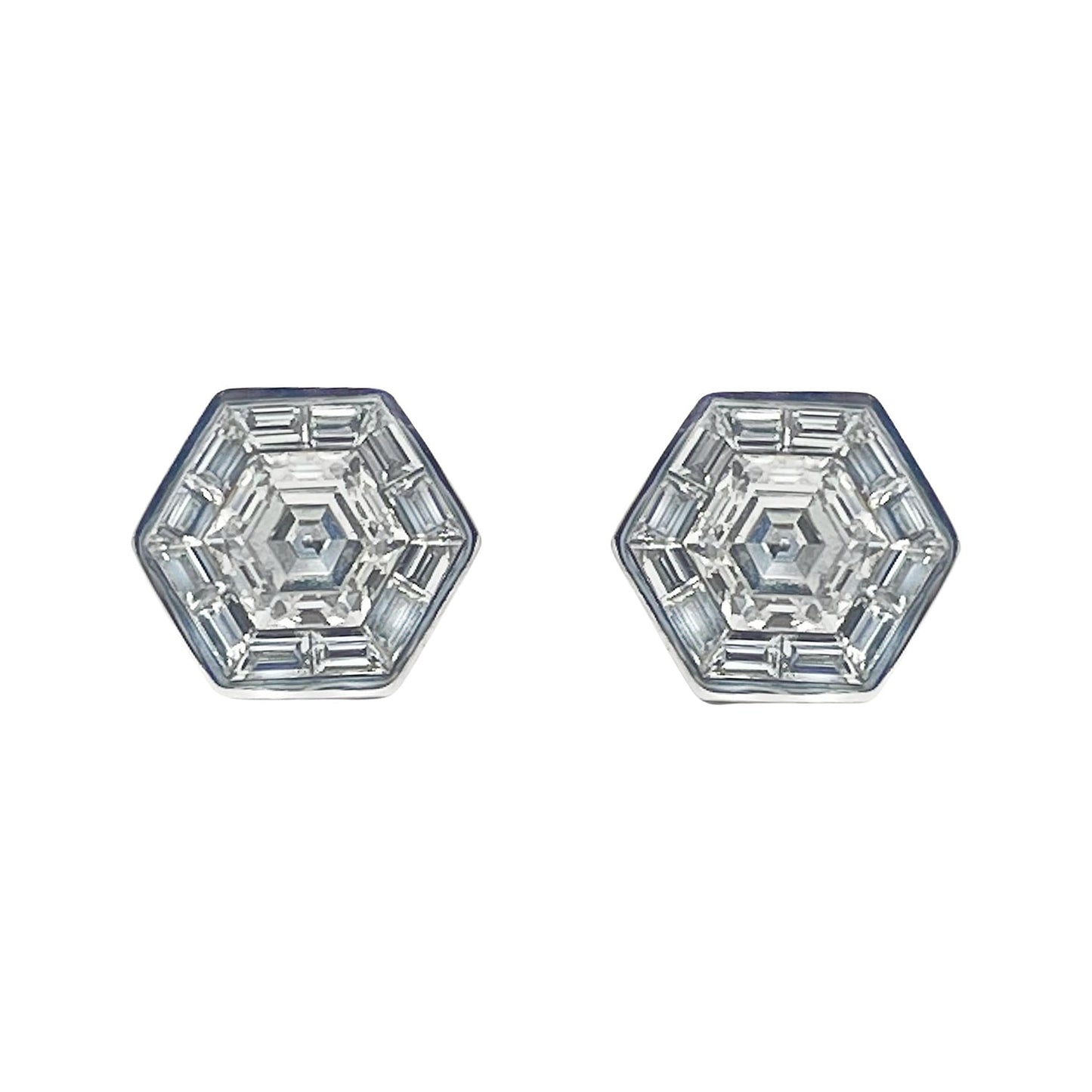 Greenleaf & Crosby - Hexagonal Diamond Mosaic Stud Earrings