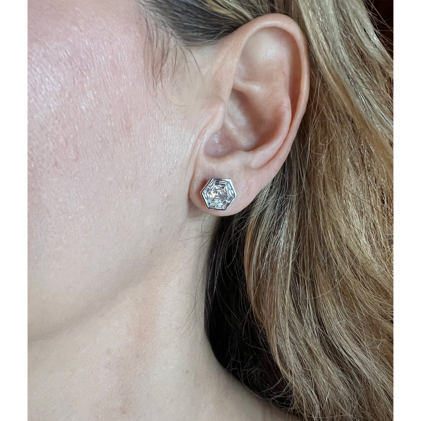 Greenleaf & Crosby - Hexagonal Diamond Mosaic Stud Earrings