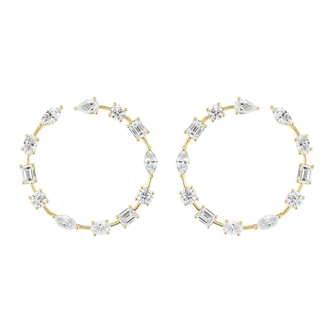 Greenleaf & Crosby - Mixed-Cut Diamond Circle Earrings