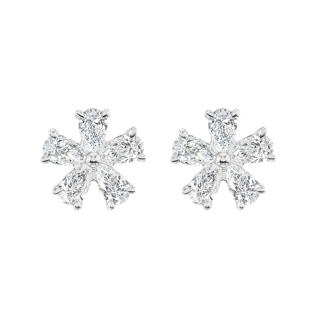 Greenleaf & Crosby - Pear Diamond Flower Cluster Stud Earrings