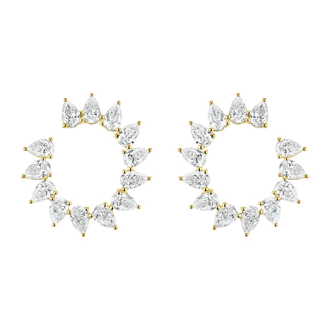 Greenleaf & Crosby - Pear-Shaped Diamond Circle Earrings