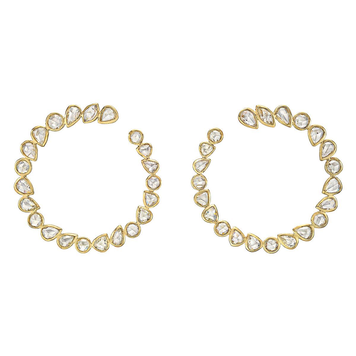 Greenleaf & Crosby - Rose-Cut Diamond 'C'-Shaped Earrings