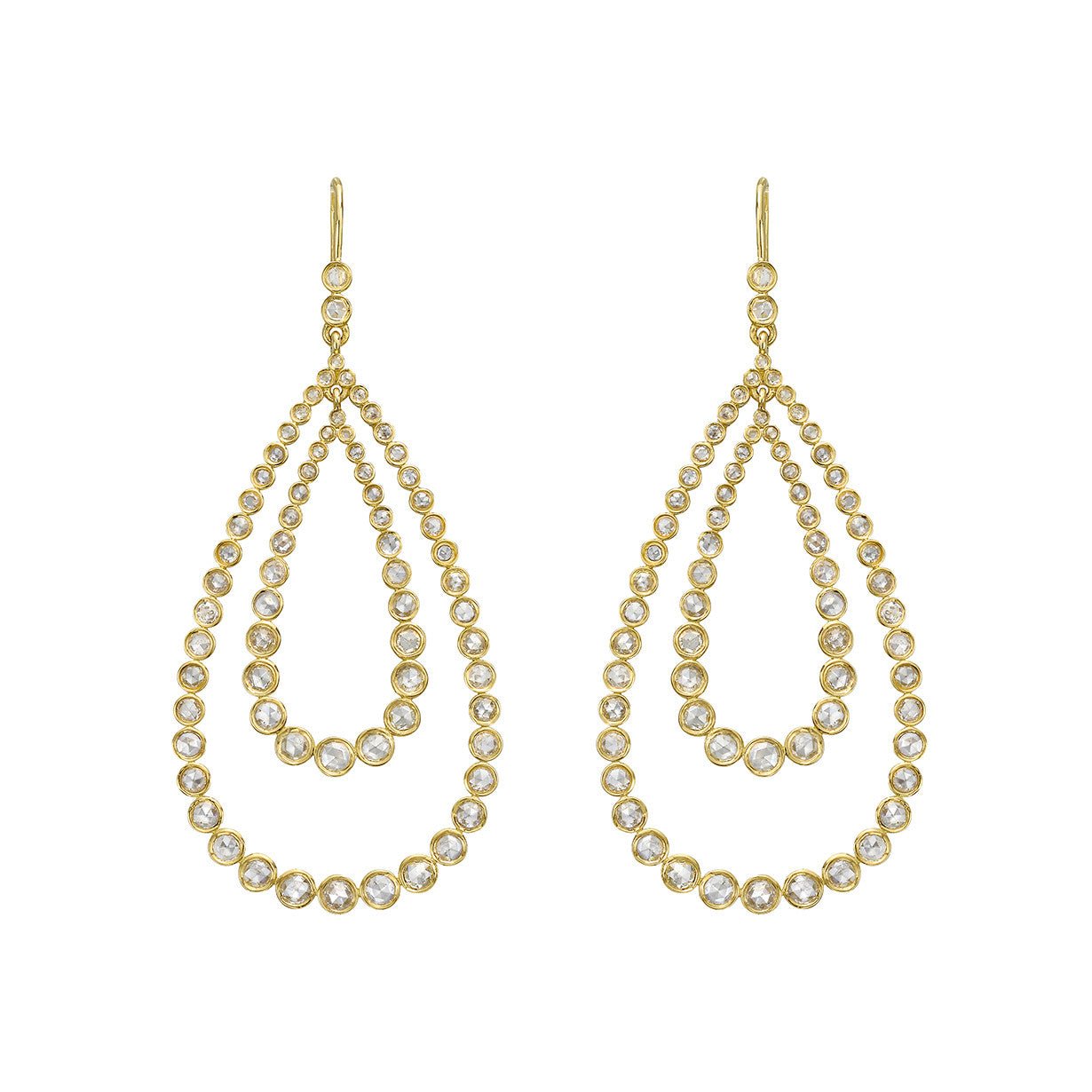 Greenleaf & Crosby - Rose-Cut Diamond Double Pear Drop Earrings