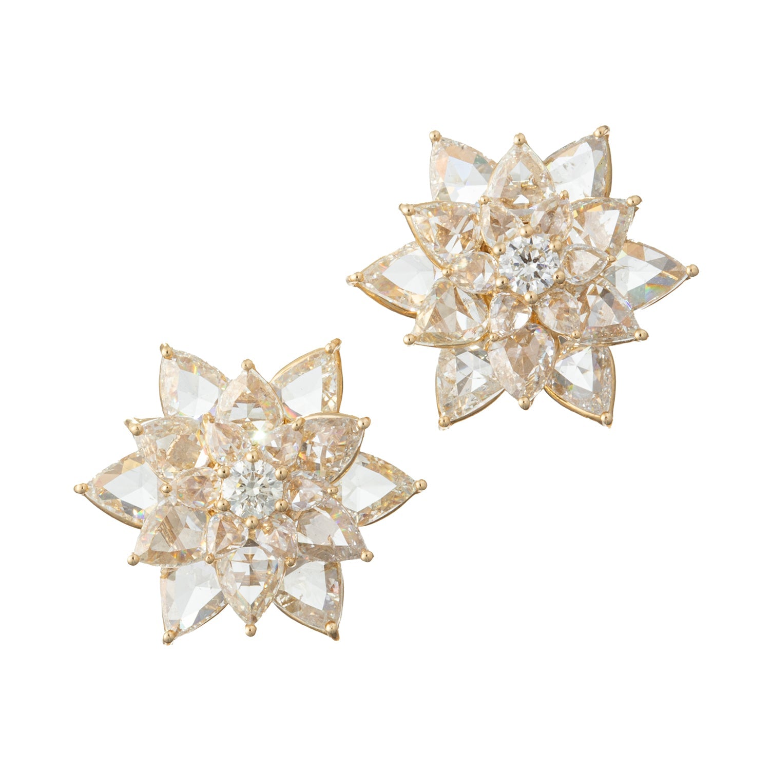 Greenleaf & Crosby - Rose-Cut Diamond Lotus Flower Earrings