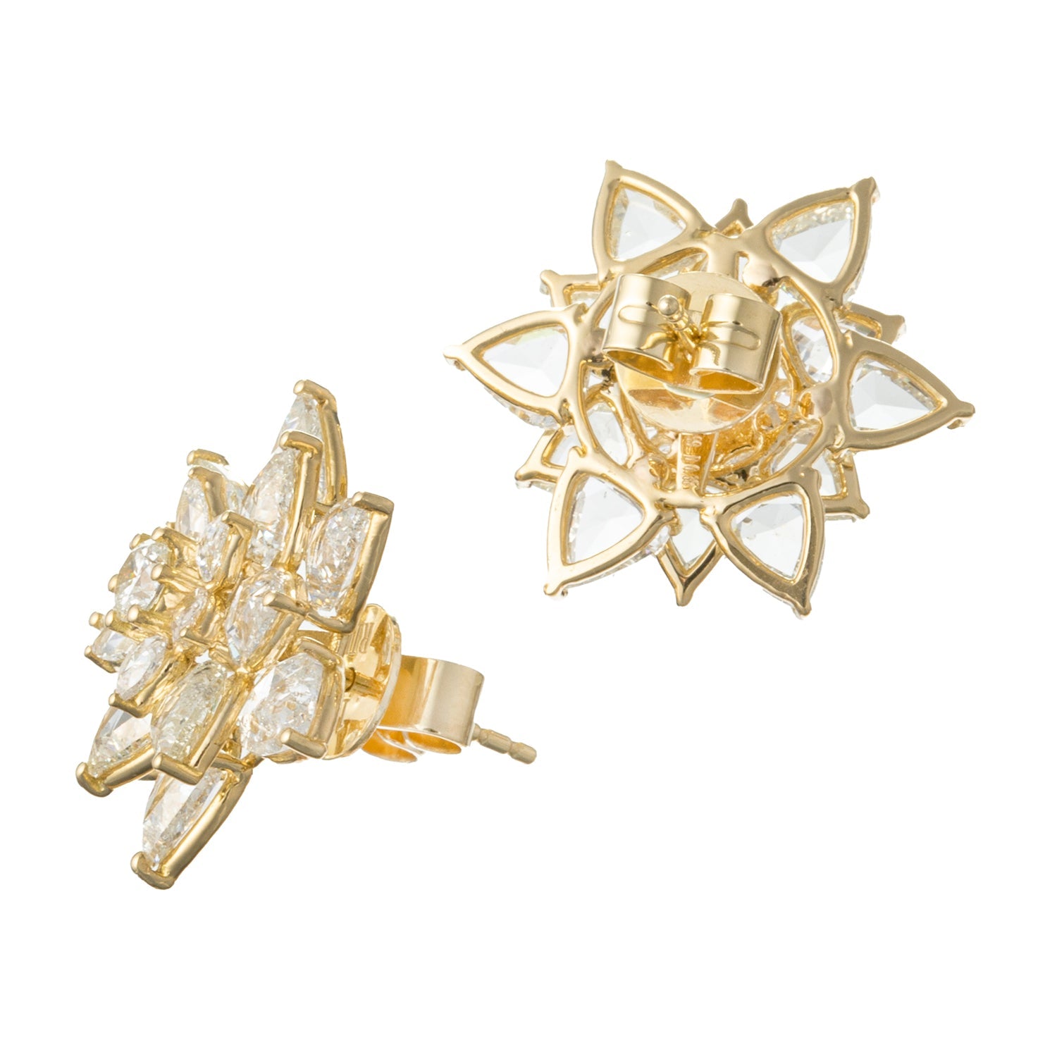Greenleaf & Crosby - Rose-Cut Diamond Lotus Flower Earrings