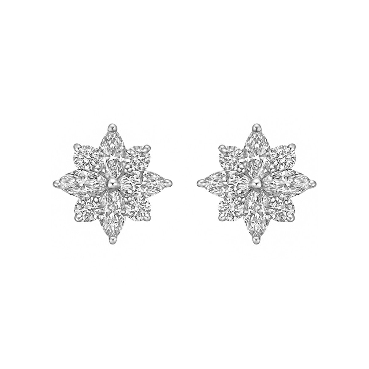 Greenleaf & Crosby - Small Diamond Flower Cluster Stud Earrings