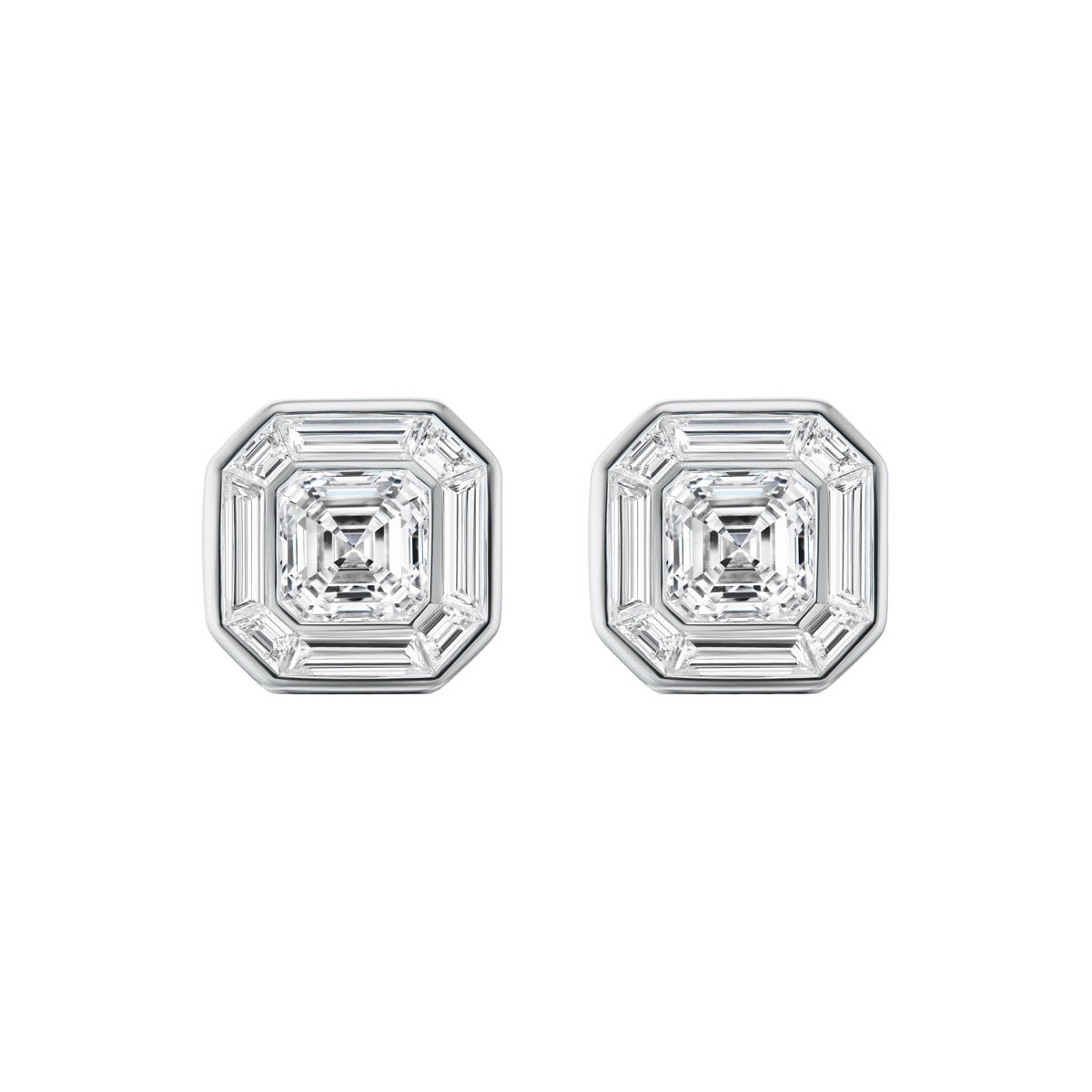 Greenleaf & Crosby - Square Emerald-Cut Diamond Mosaic Earrings