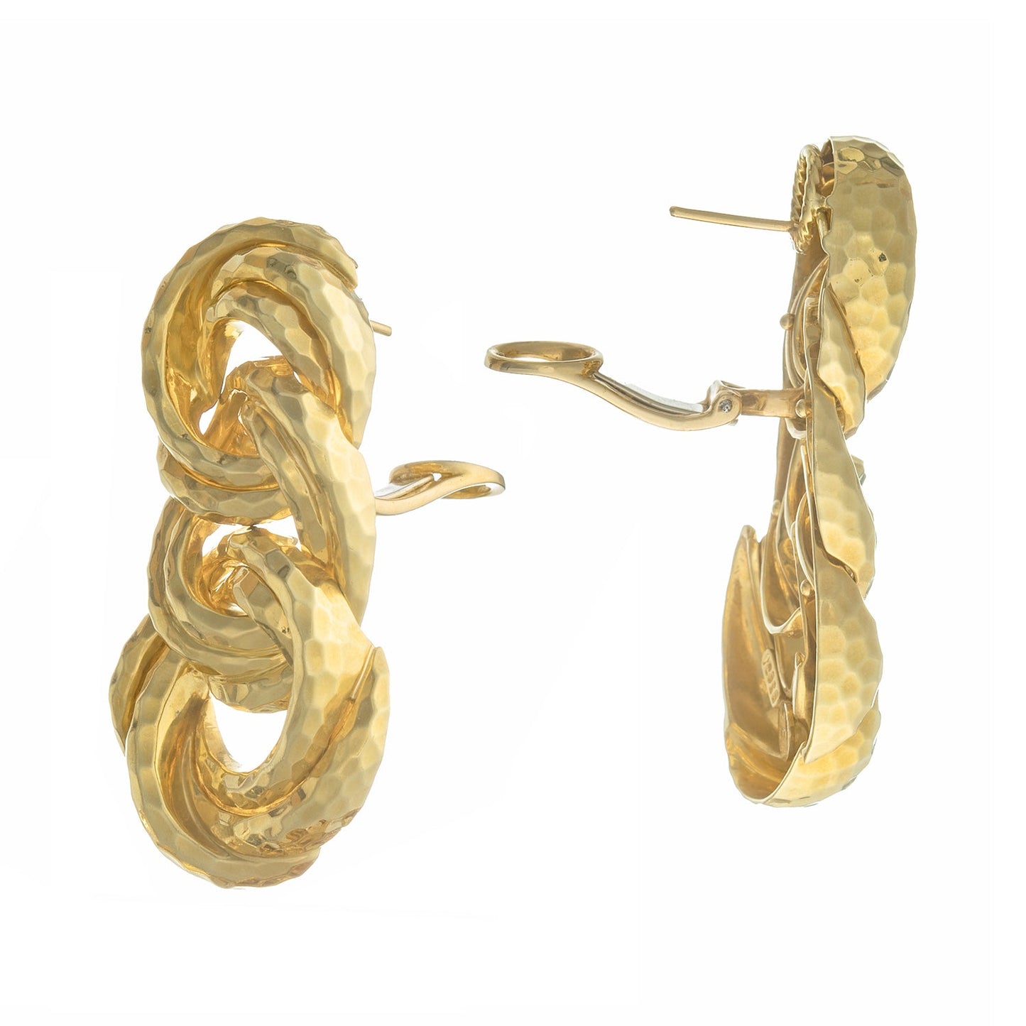 Henry Dunay - Textured 18k Yellow Gold Circle Link Earrings