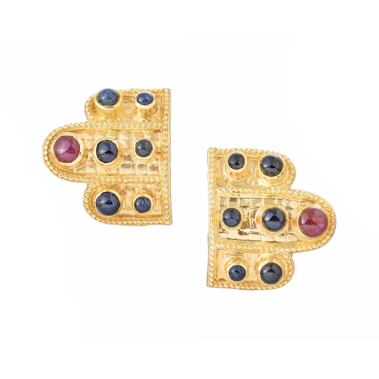 Lalaounis - 18k Yellow Gold Ruby Sapphire Earrings