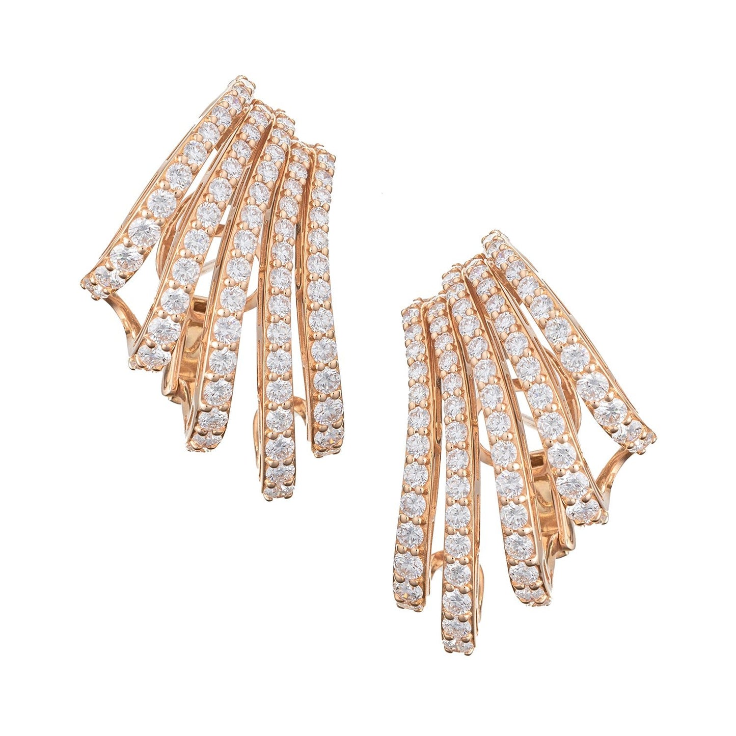 Leo Pizzo - 18k Rose Gold Diamond 5-Row Cuff Earrings