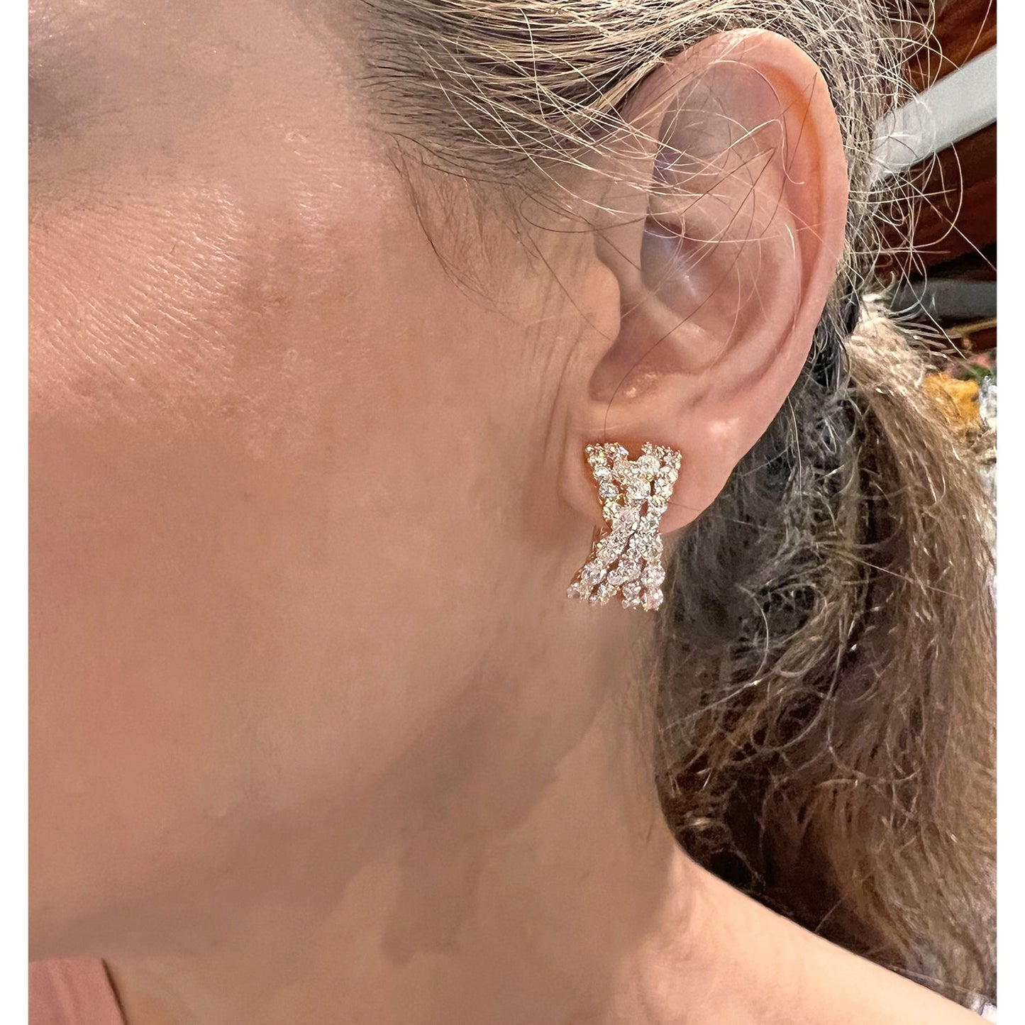 Leo Pizzo - 18k Rose Gold Diamond Crossover Earrings