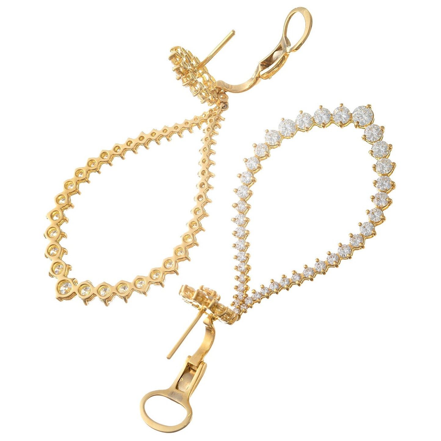 Leo Pizzo - 18k Yellow Gold Diamond Long Teardrop Earrings