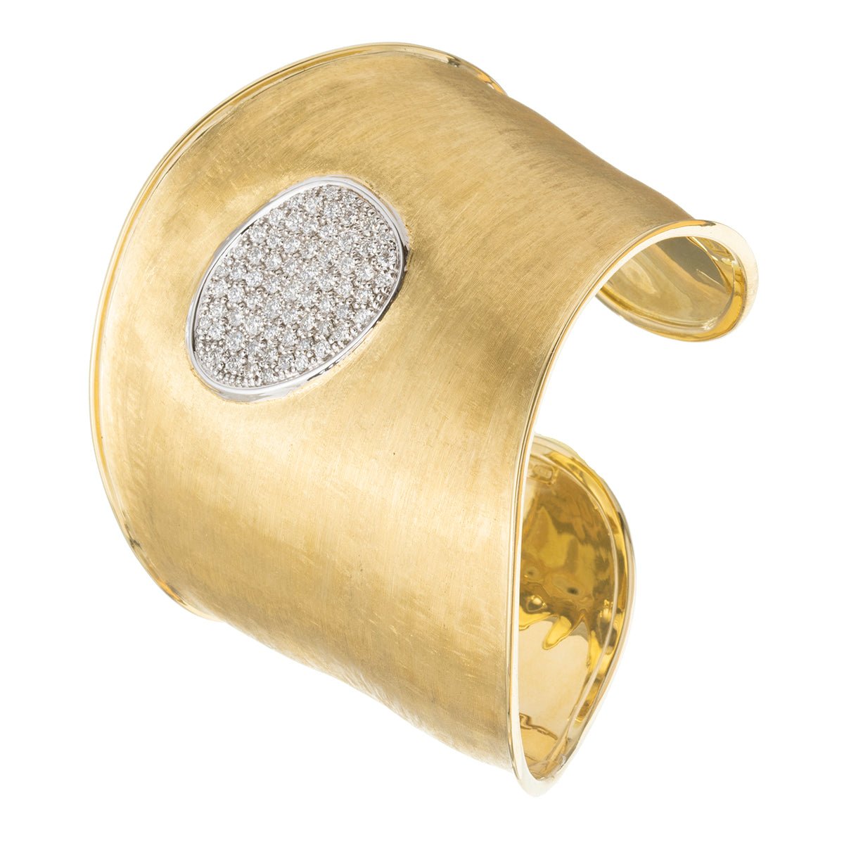 Yellow Gold Wide Diamond Cuff Bracelet