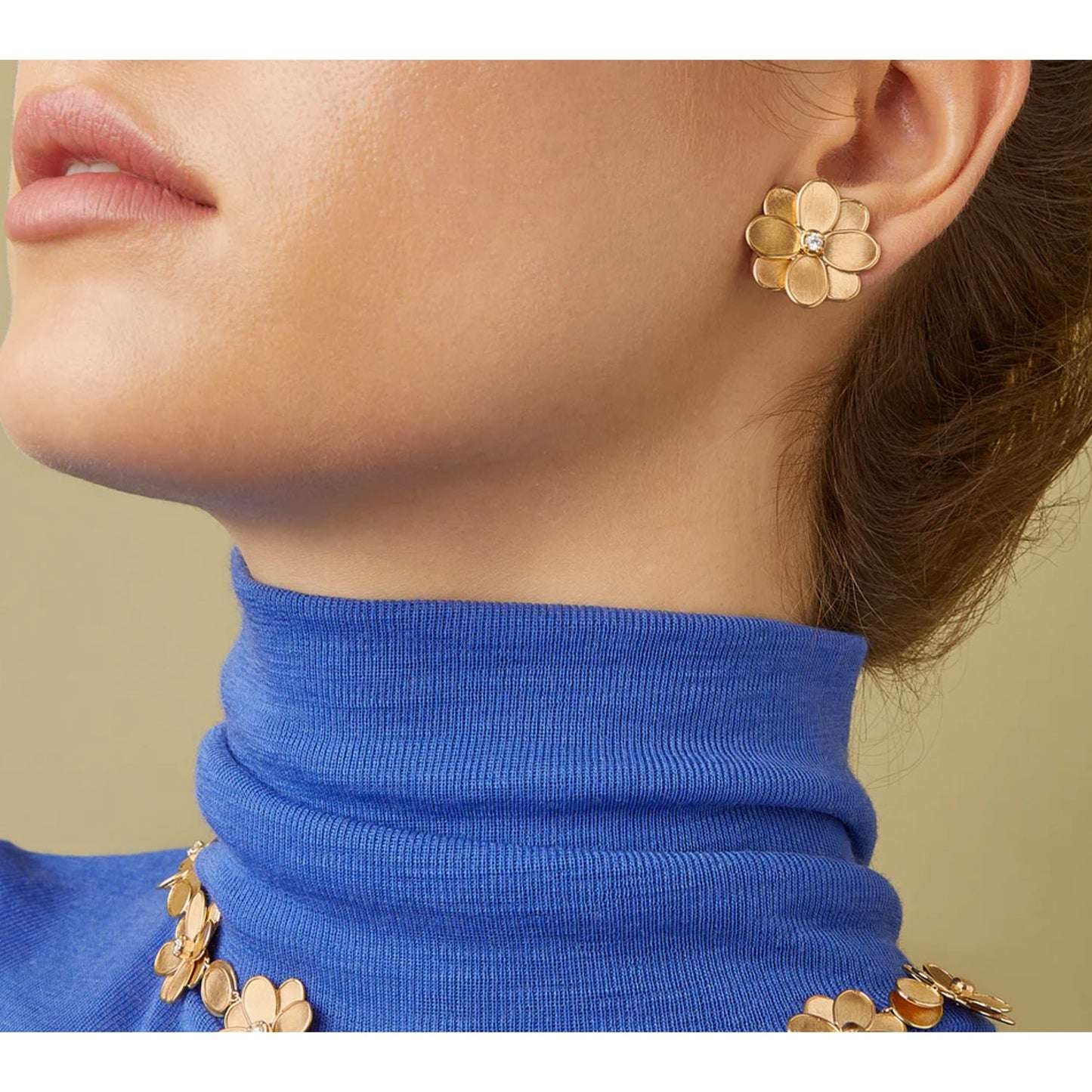 Marco Bicego - 18k Yellow Gold Diamond Petali Flower Earrings