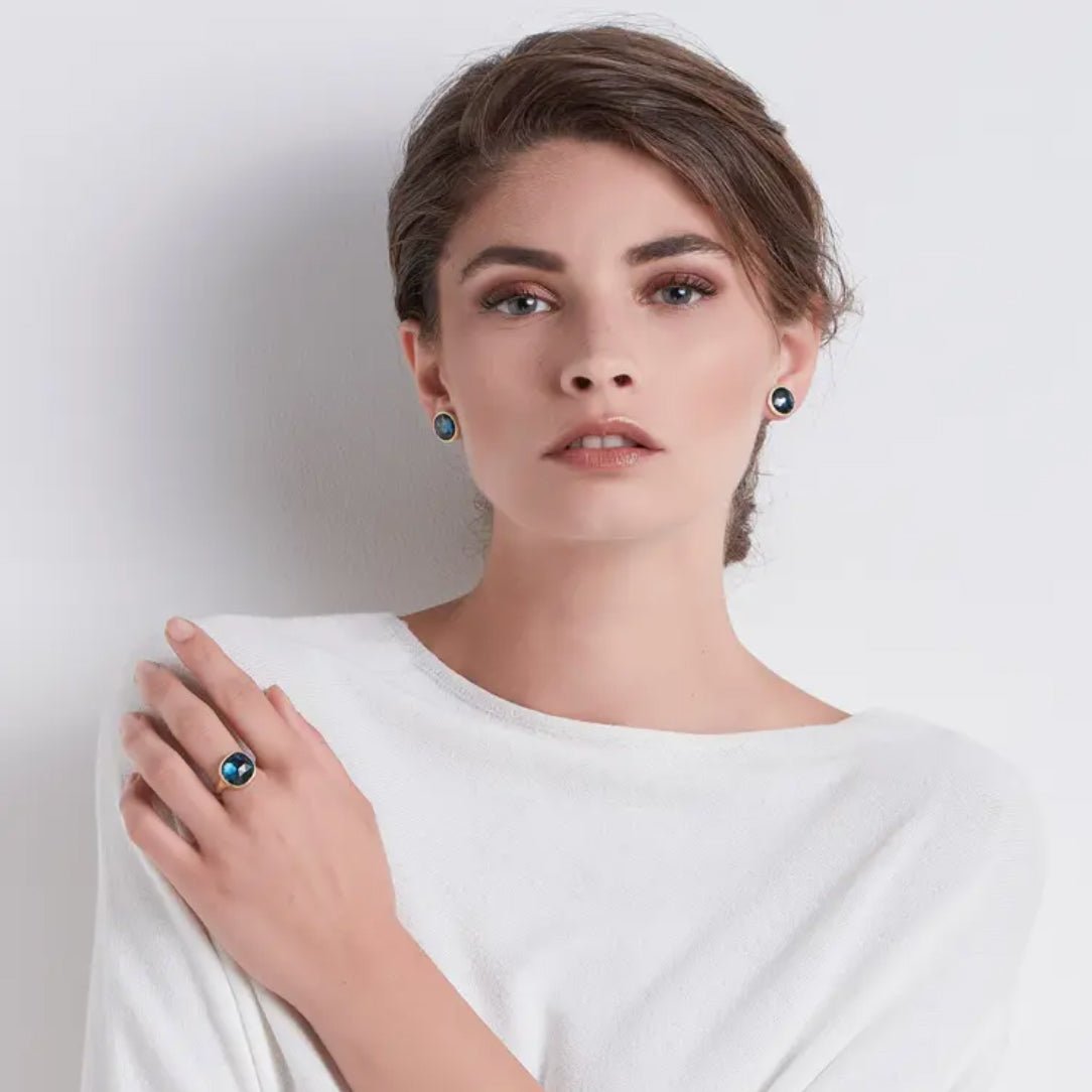 Marco Bicego - 18k Yellow Gold London Blue Topaz Stud Earrings