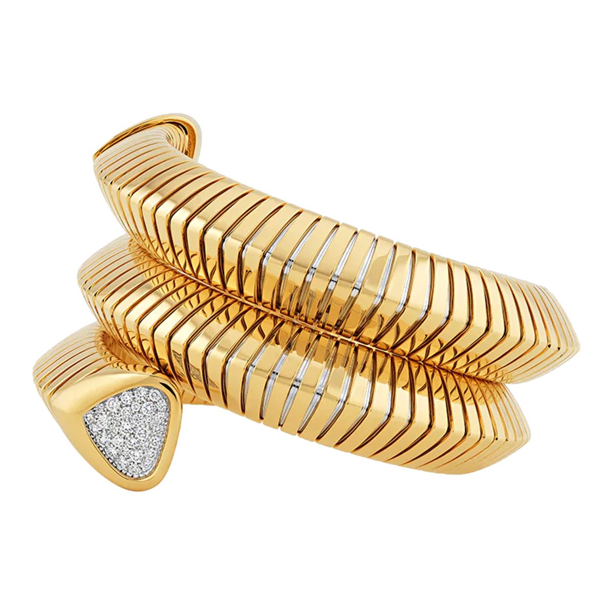 Marina B - 18k Yellow Gold Diamond Trisola Triple Cuff