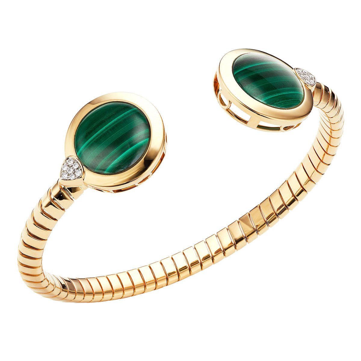 Marina B - 18k Yellow Gold Double Malachite Soleil Bangle