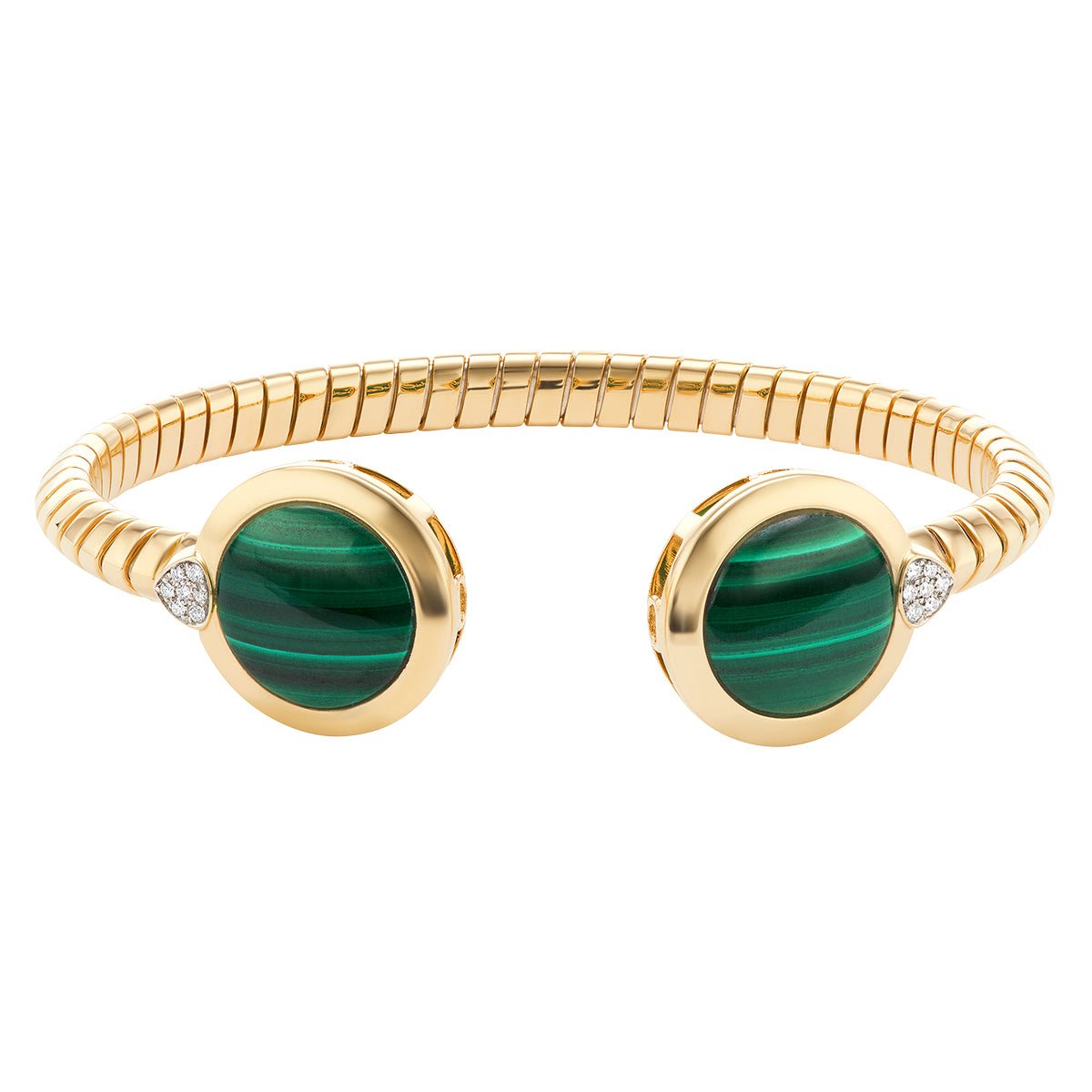 Marina B - 18k Yellow Gold Double Malachite Soleil Bangle