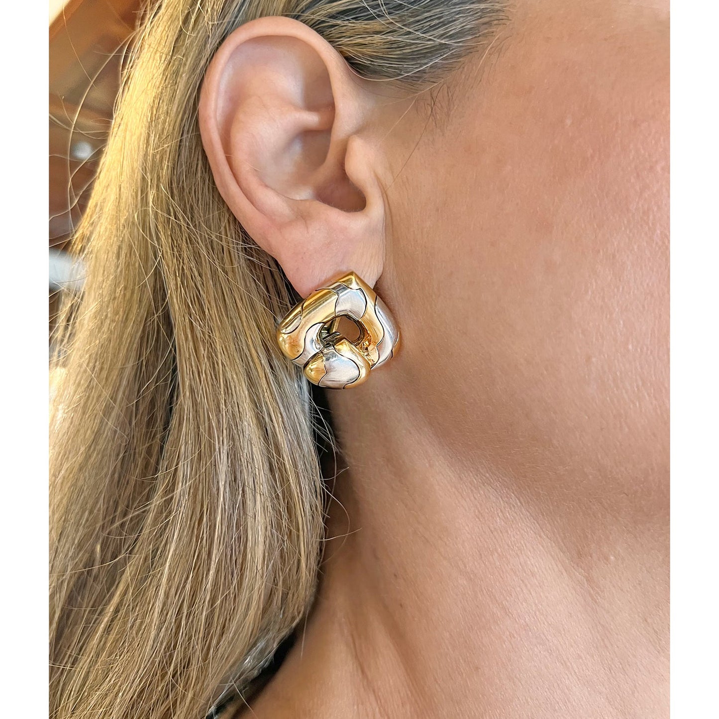 Marina B - Estate 18k Yellow Gold Steel Pardy Earrings
