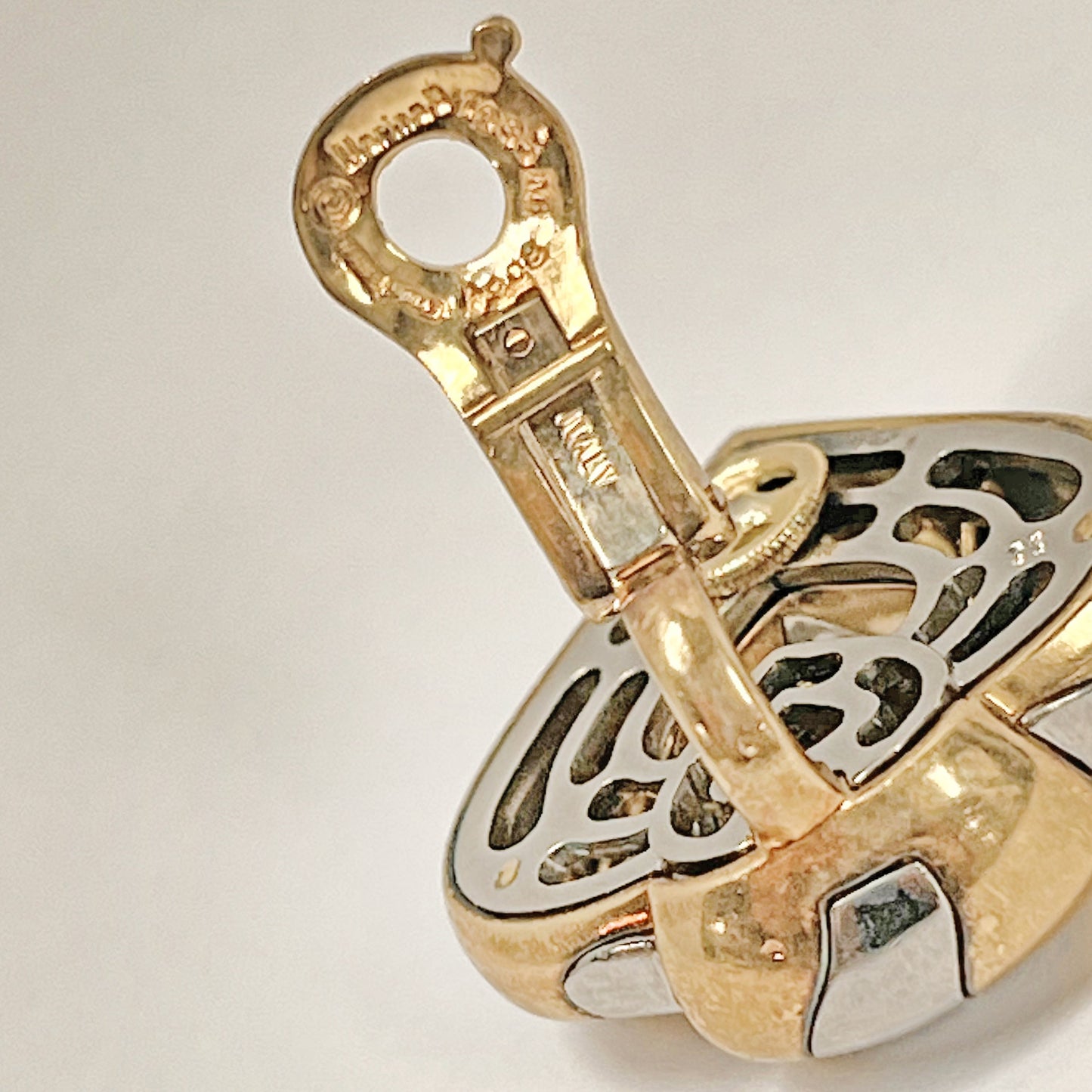 Marina B - Estate 18k Yellow Gold Steel Pardy Earrings