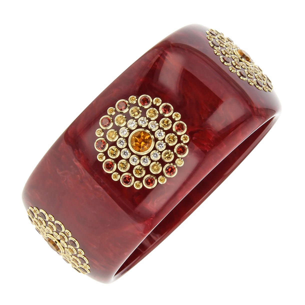 Mark Davis - Marbled Burgundy Bakelite Gemstone "Elizabeth" Bangle