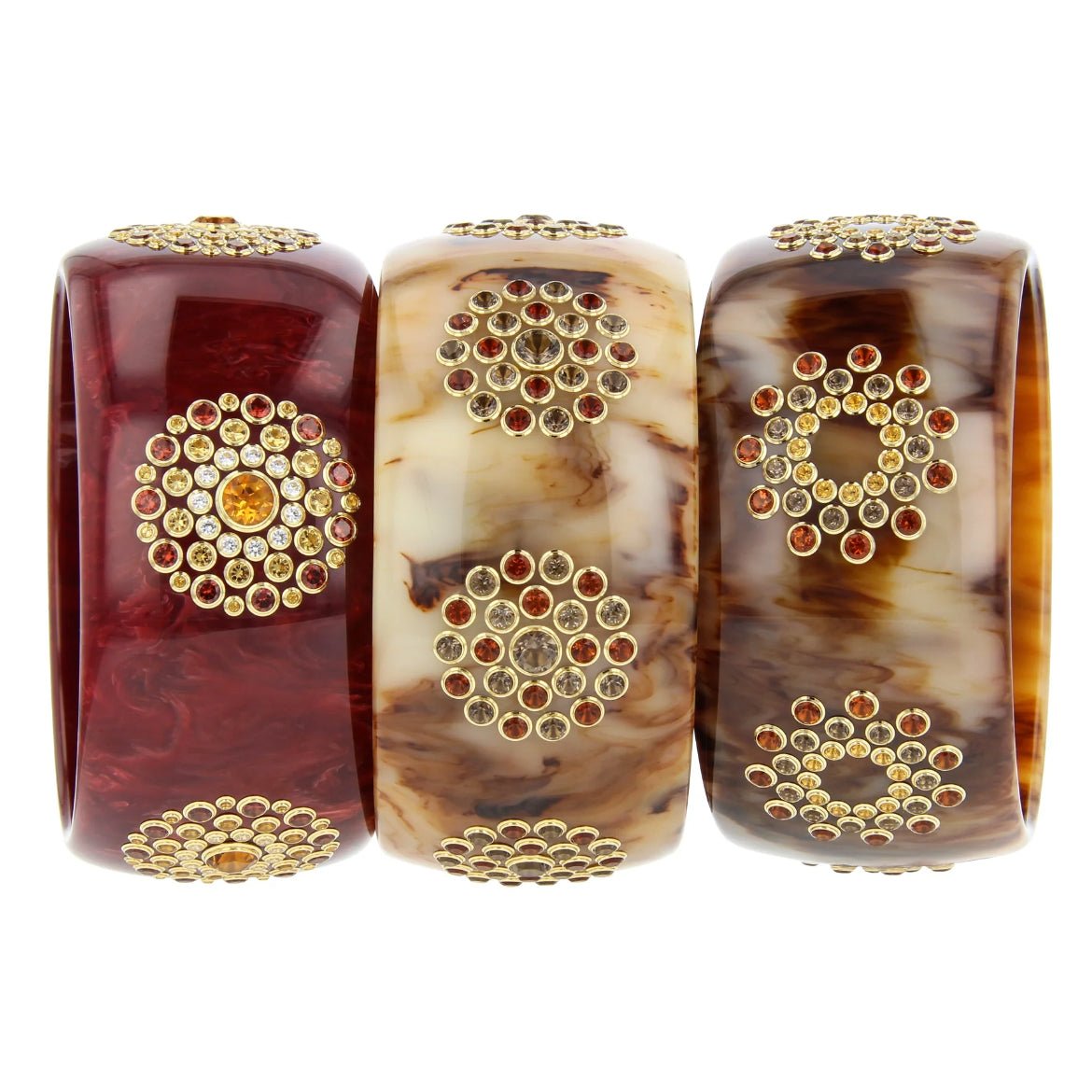 Mark Davis - Marbled Burgundy Bakelite Gemstone "Elizabeth" Bangle