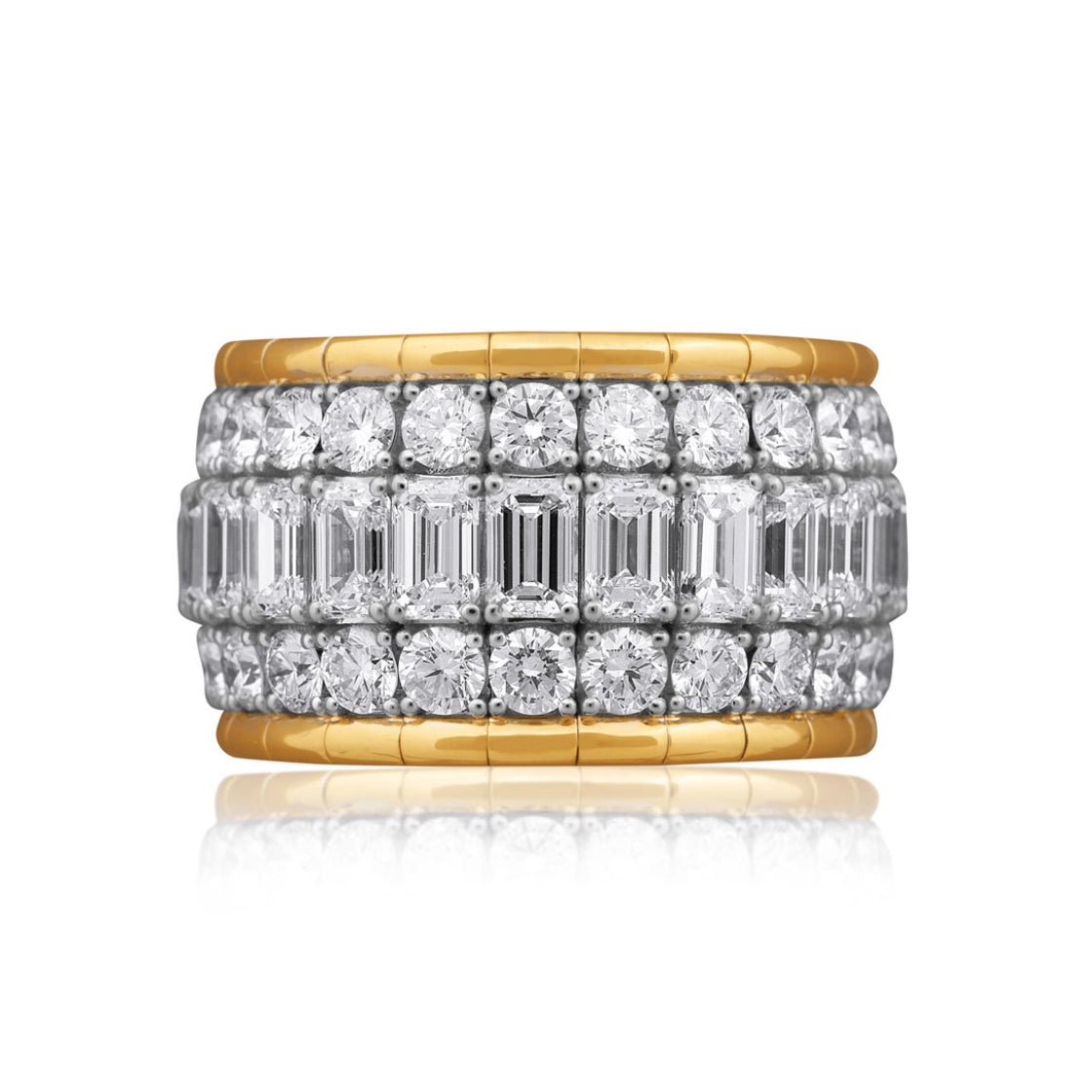 Picchiotti - Emerald & Round-Cut Diamond 3-Row Expandable Band