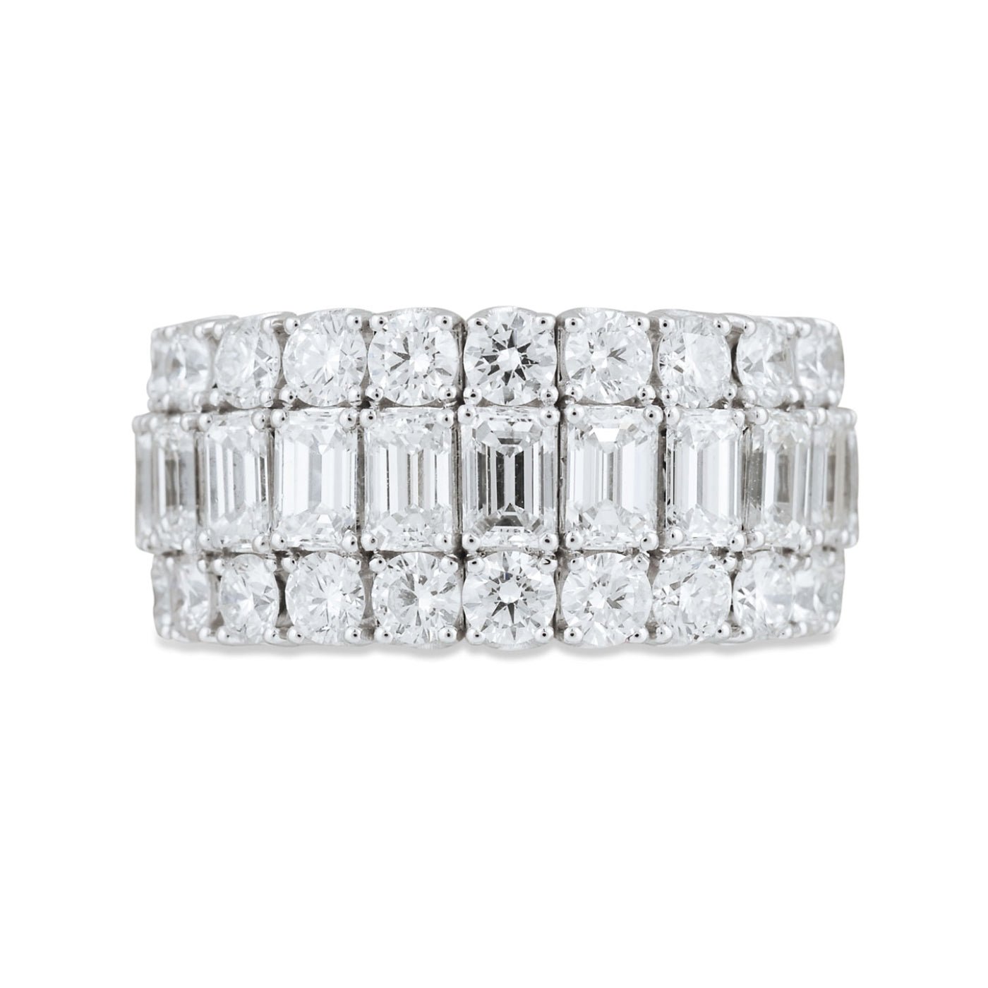 Picchiotti - Emerald & Round-Cut Diamond 3-Row Expandable Band
