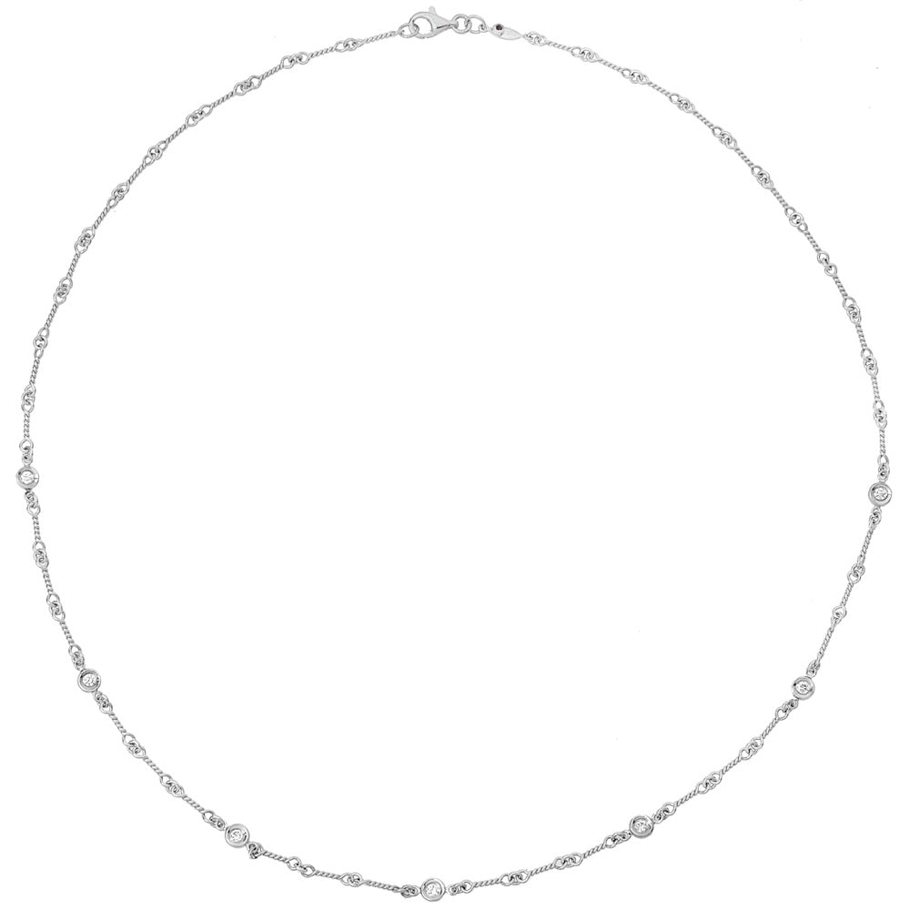 Roberto Coin - 18k White Gold Diamond Twisted Chain Necklace