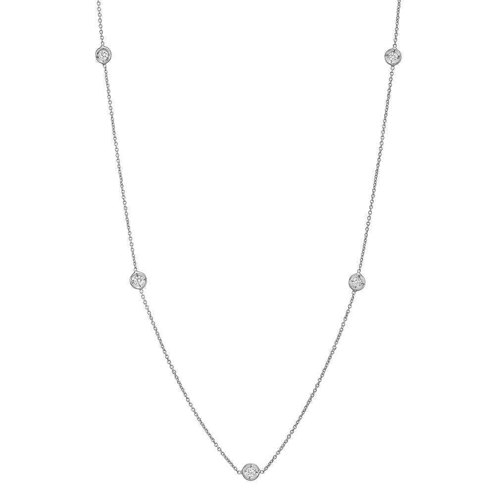 Roberto Coin - 18k White Gold Five Diamond Chain Necklace