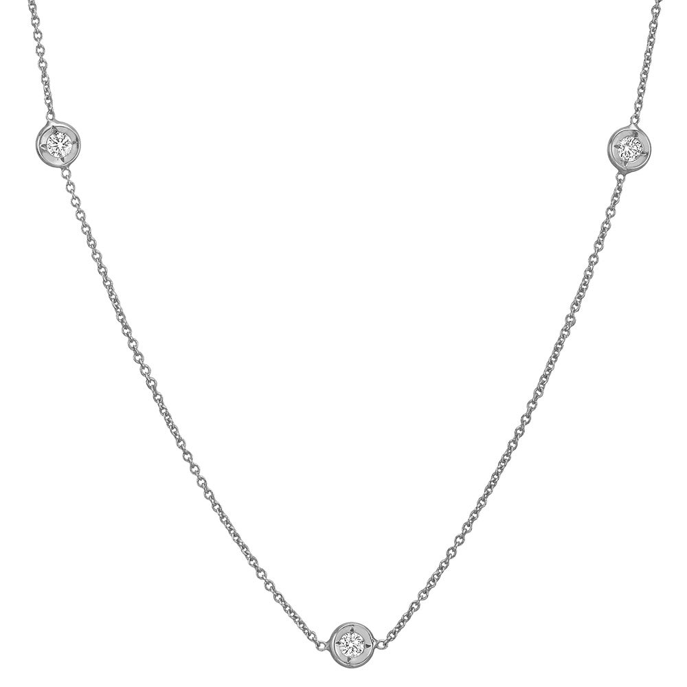 Roberto Coin - 18k White Gold Five Diamond Chain Necklace
