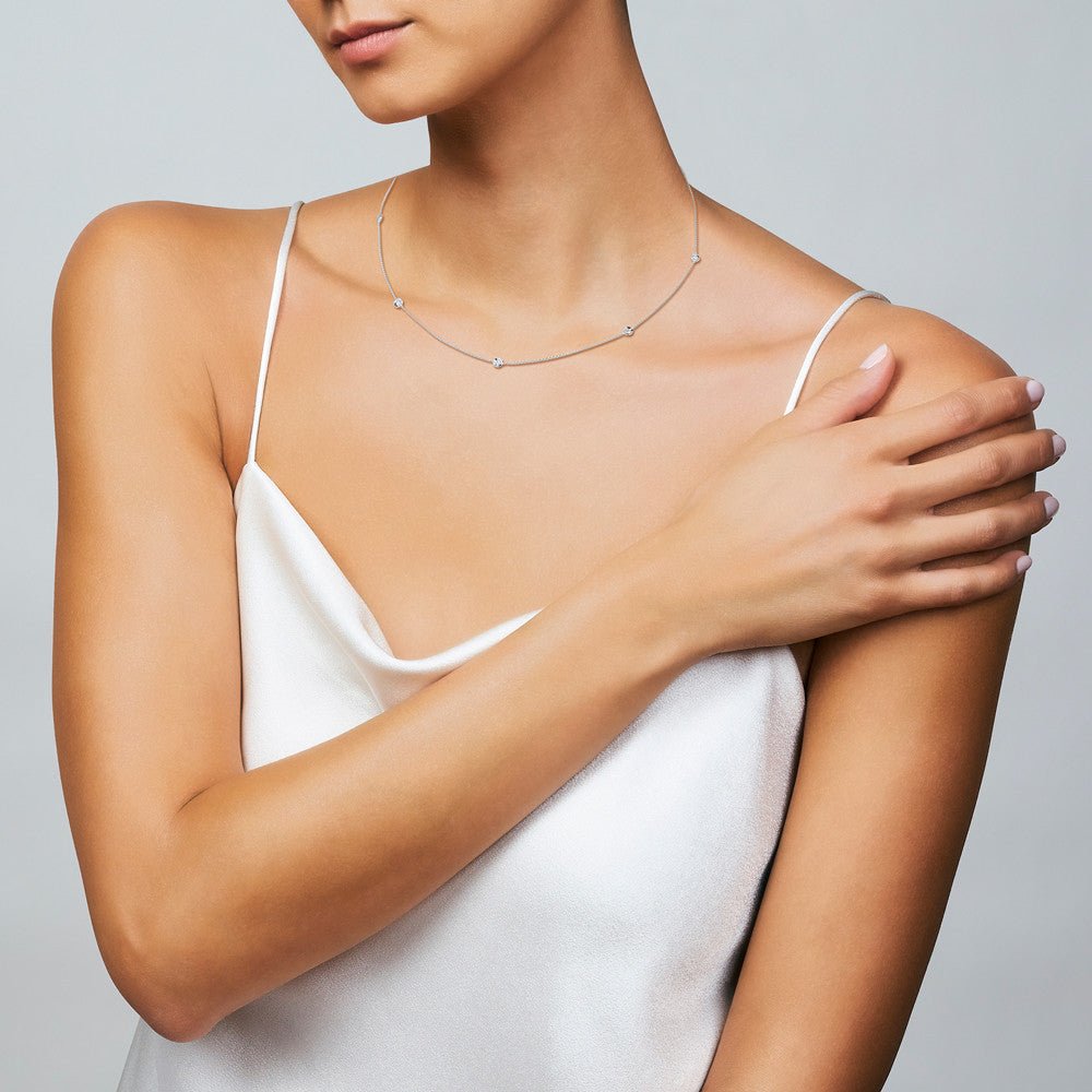 Roberto Coin - 18k White Gold Five Diamond Chain Necklace