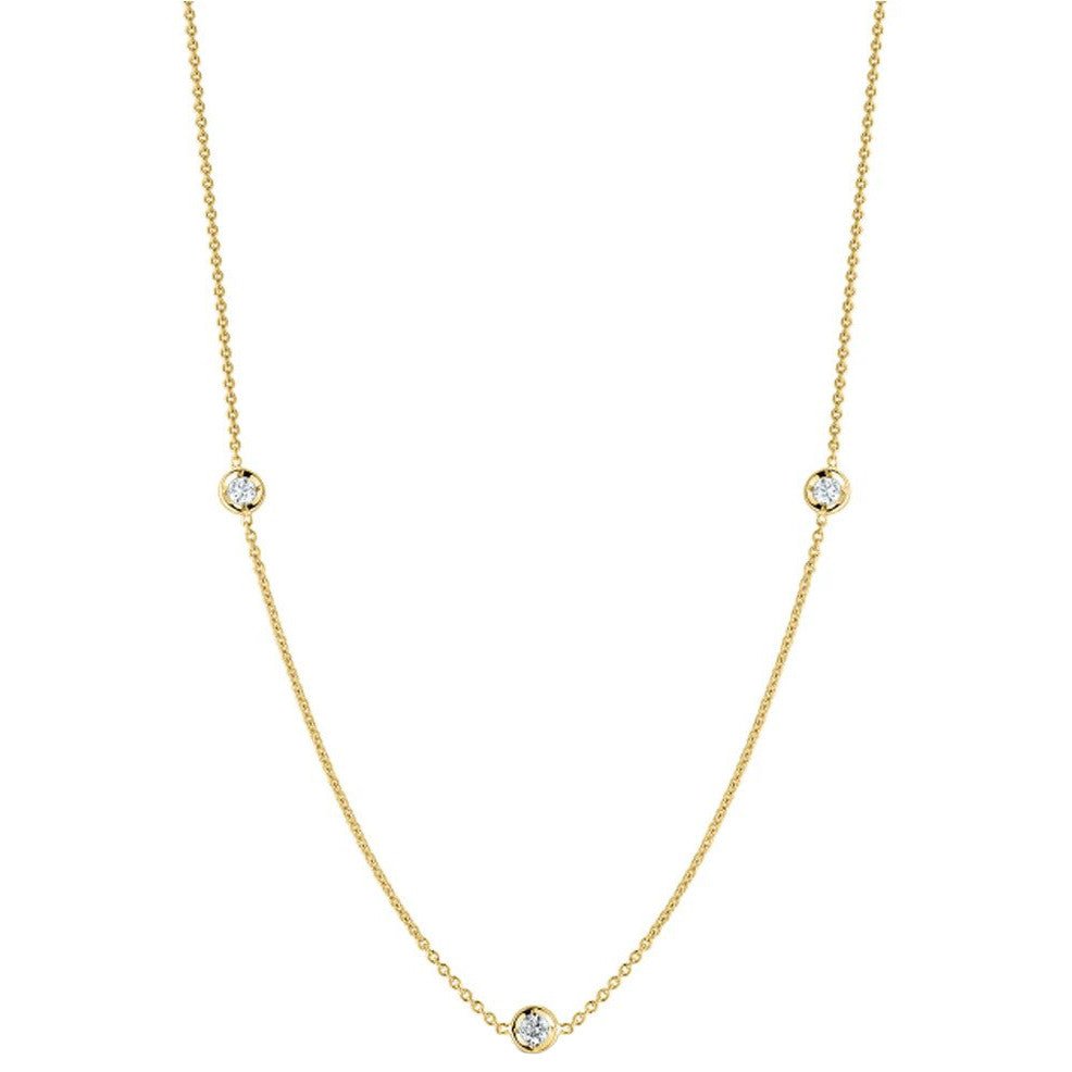 Roberto Coin - 18k Yellow Gold Three Diamond Chain Necklace