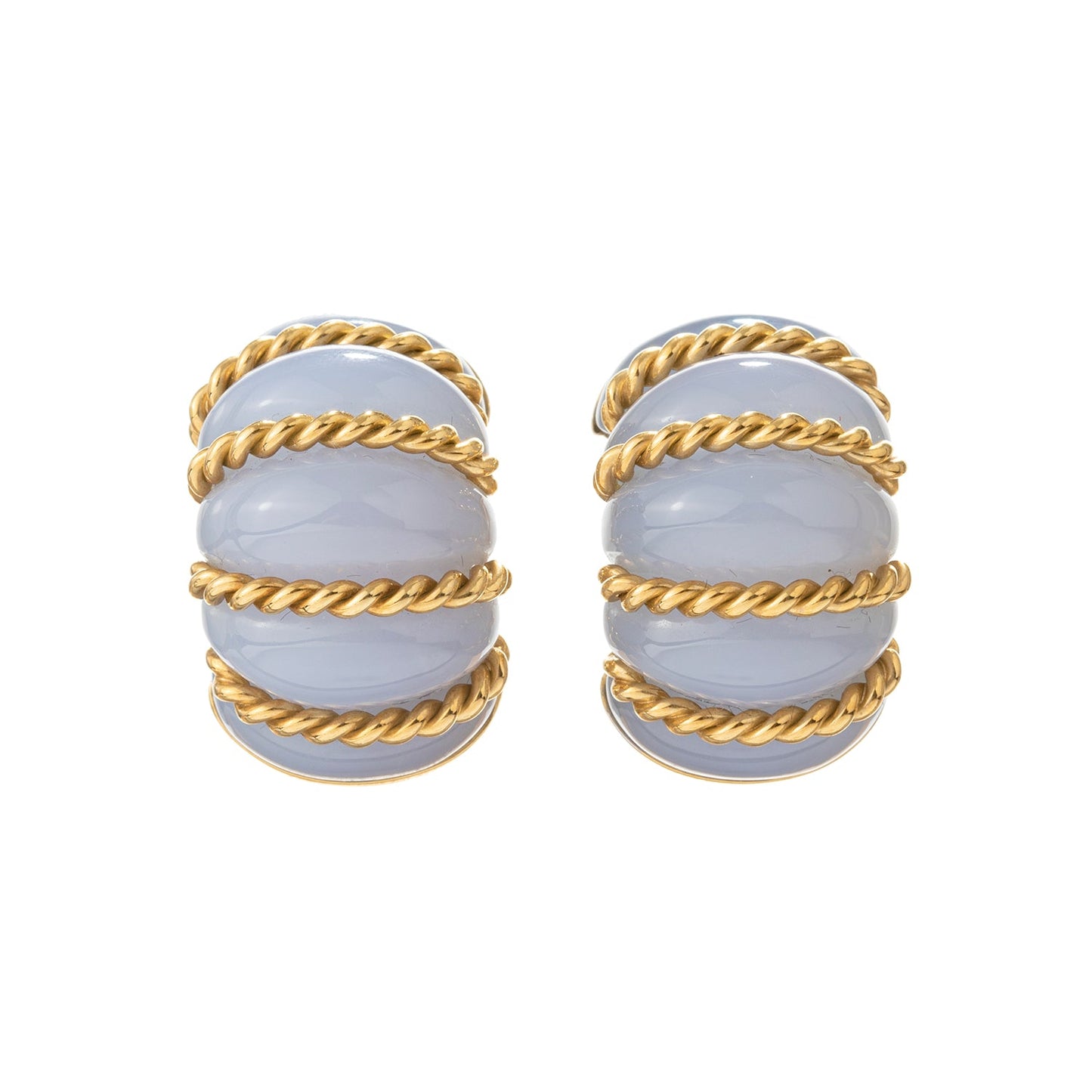 Seaman Schepps - 18k Yellow Gold Chalcedony Jumbo Shrimp Earrings