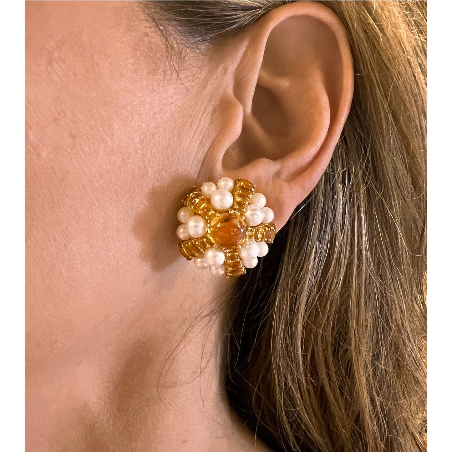 Seaman Schepps - Citrine Pearl Sea Urchin Domed Earrings