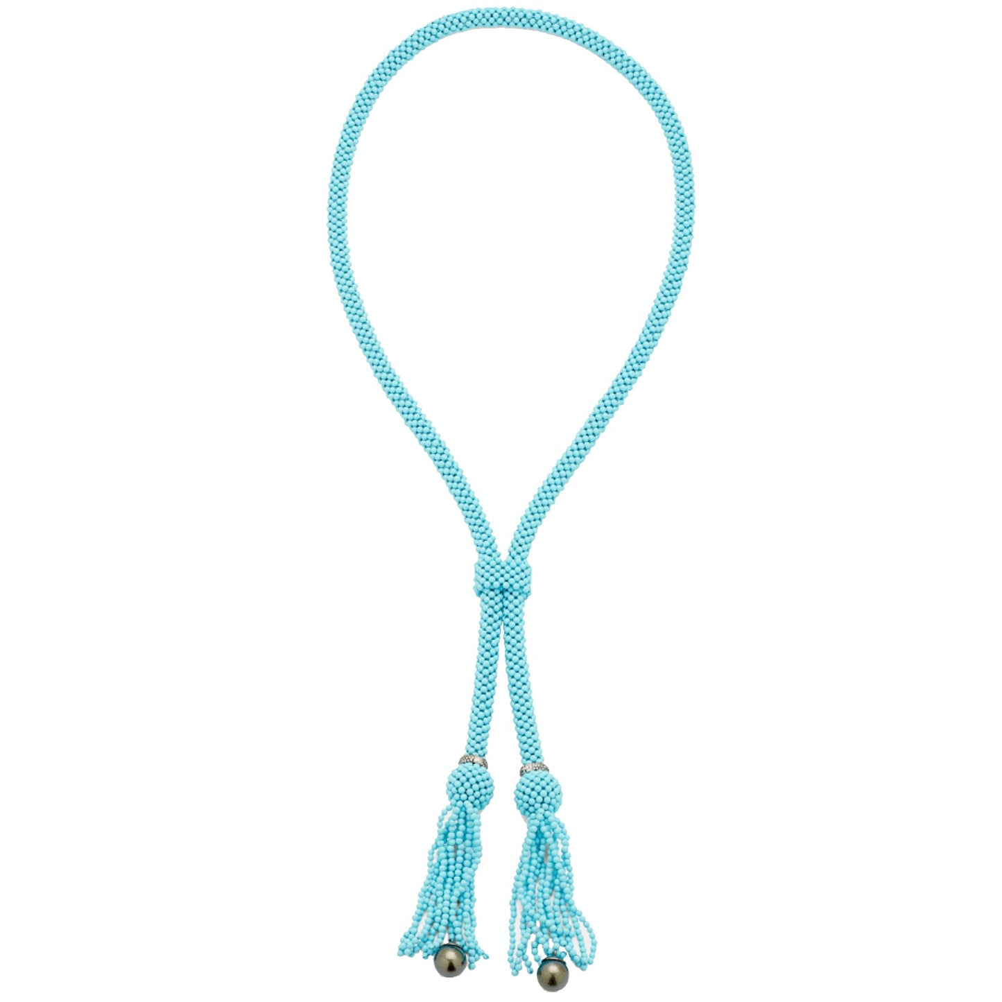 Silvia Furmanovich - Turquoise Bead Diamond Tahitian Pearl Lariat