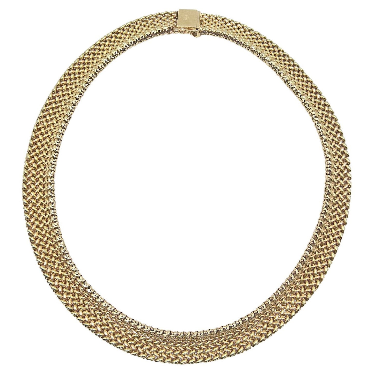 Tiffany & Co - 1970s Woven Yellow Gold Mesh Collar Necklace