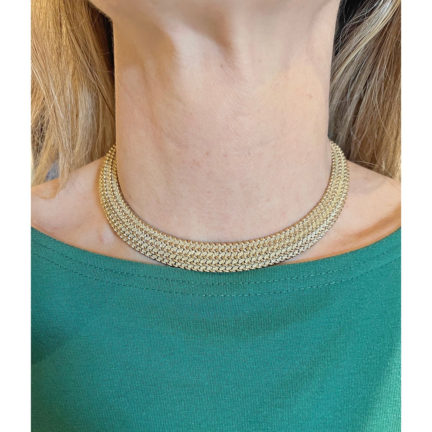 Tiffany & Co - 1970s Woven Yellow Gold Mesh Collar Necklace