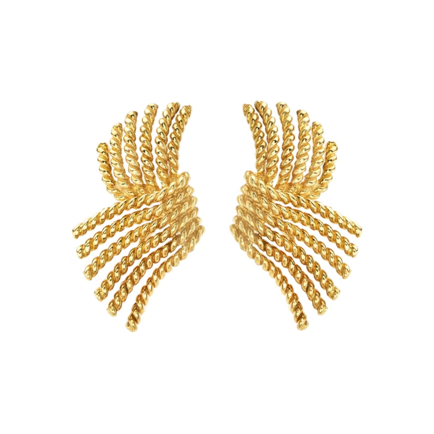 Tiffany & Co - Schlumberger 18k Yellow Gold Rope Fan Earrings