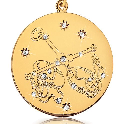 Verdura - 18k Yellow Gold Diamond Libra Zodiac Pendant