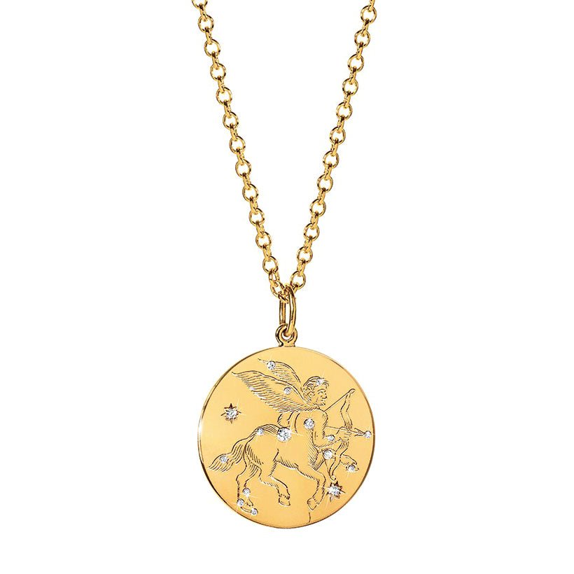 Verdura - 18k Yellow Gold Diamond Sagittarius Zodiac Pendant