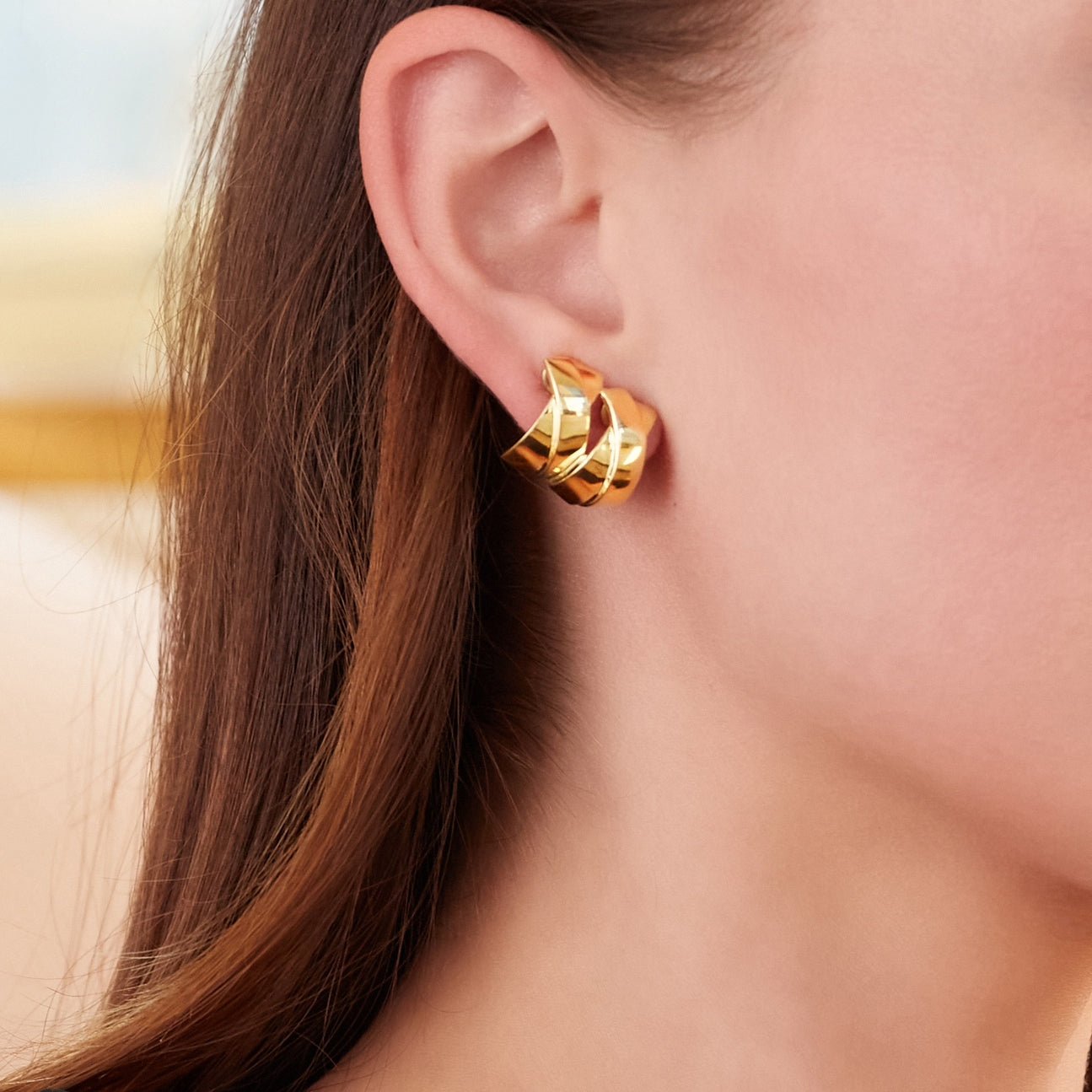 Verdura - 18k Yellow Gold Double X Earrings