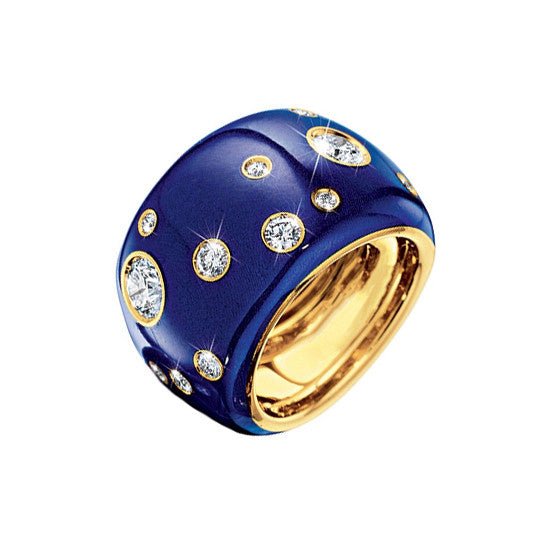 Verdura - 18k Yellow Gold Enamel Diamond Night Band