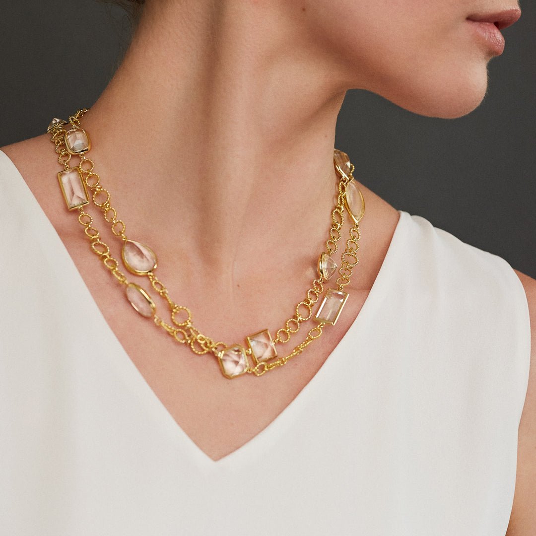 Verdura - 18k Yellow Gold Rock Crystal Confetti Necklace