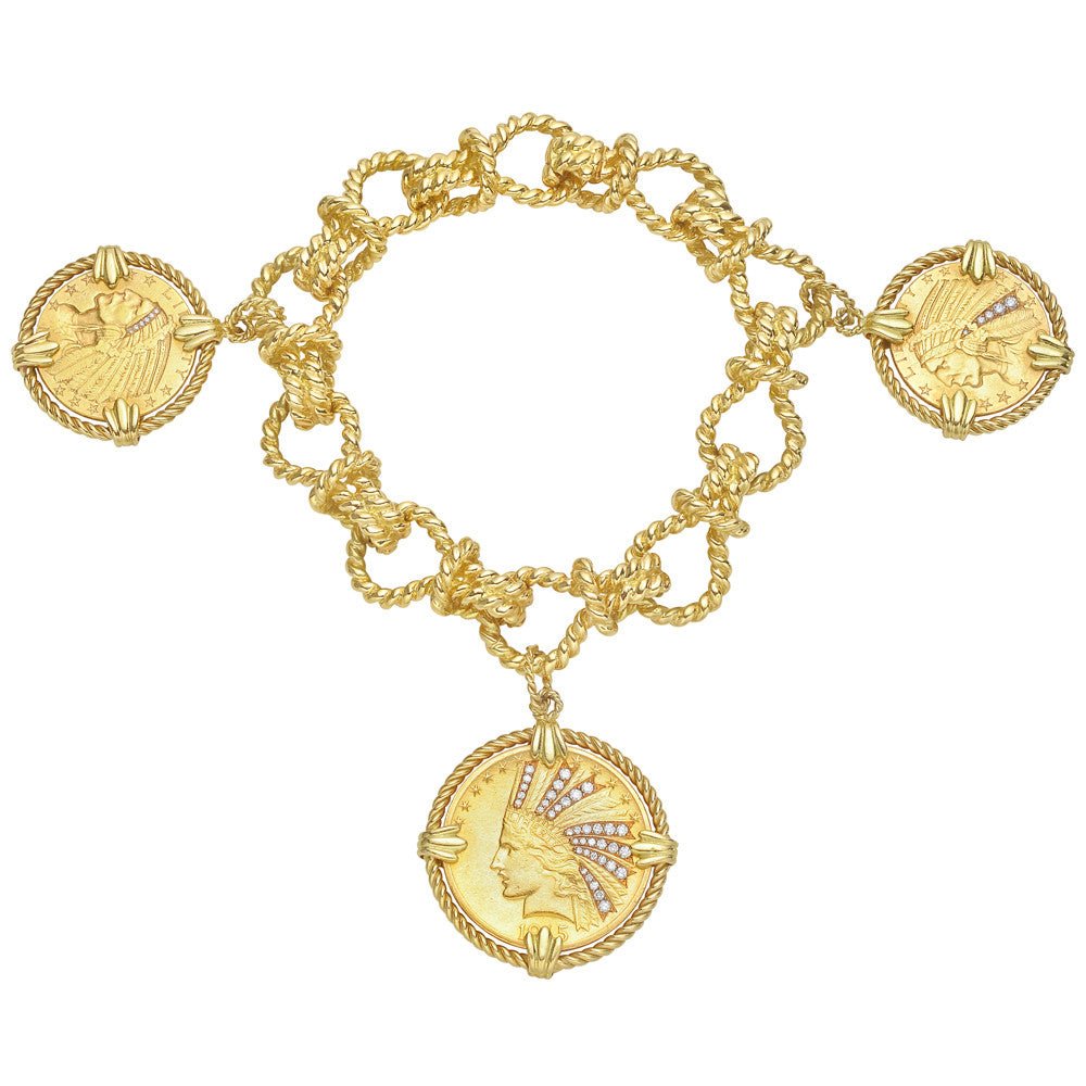 Verdura - 18k Yellow Gold "Twenty Buck" Charm Bracelet