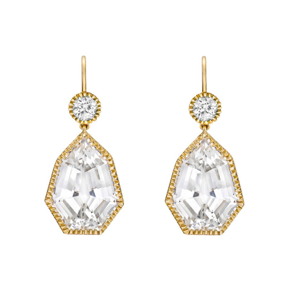Verdura - 18k Yellow Gold White Topaz Byzantine Drop Earrings